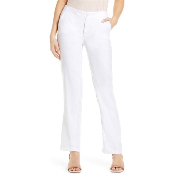 NYDJ Marilyn Trouser Stretch Linen Optic White Pants Women’s Size 16 NWT - Picture 1 of 9